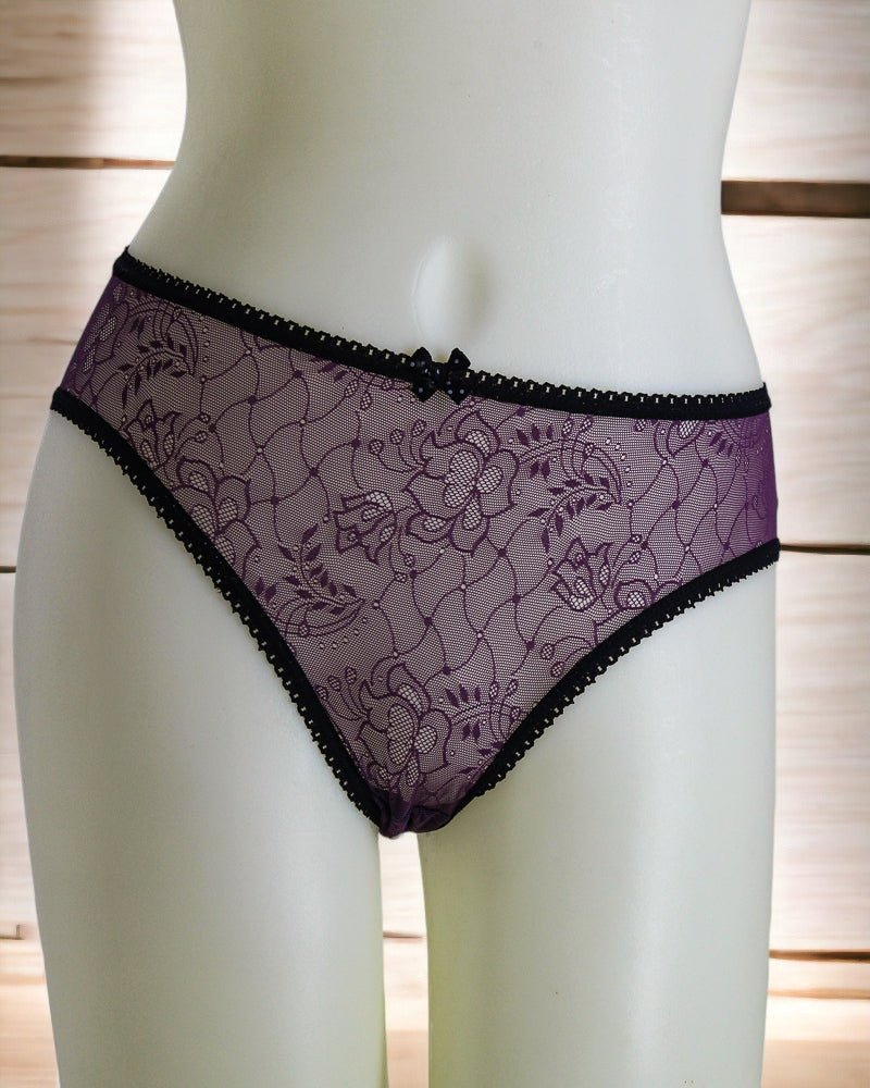 Lace Purple And Black Sheer Panty - StylePhase SA