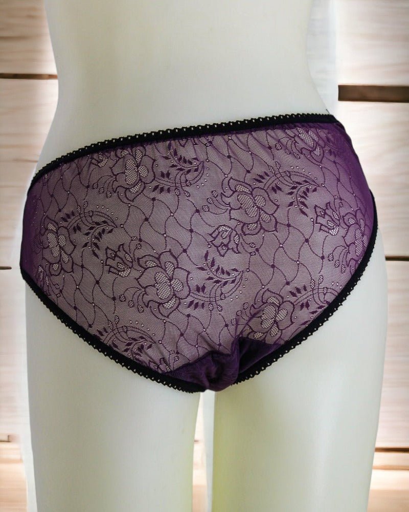 Lace Purple And Black Sheer Panty - StylePhase SA