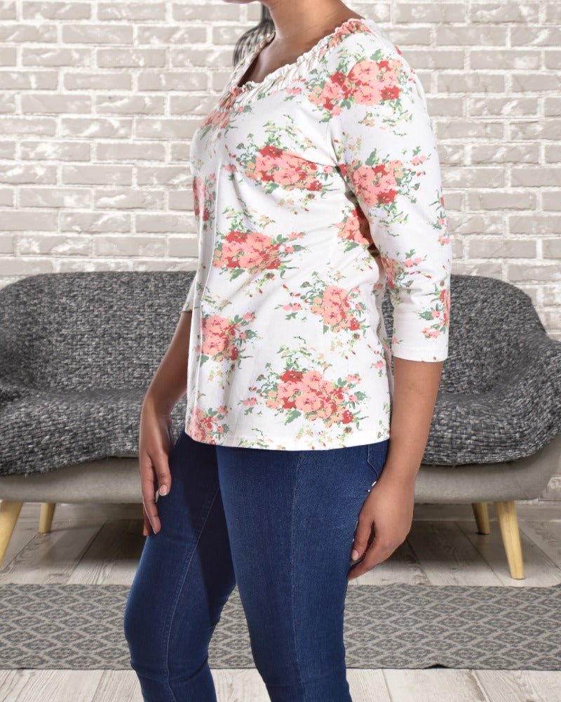 Ladies 3/4 Sleeve Floral Top - StylePhase SA