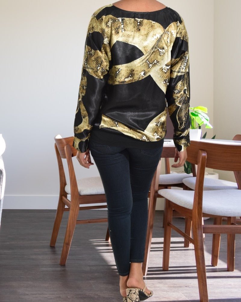 Ladies Black And Gold Blouse - StylePhase SA