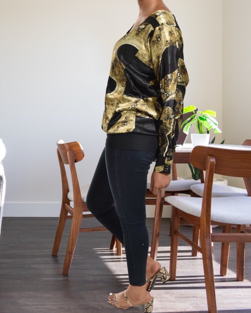 Ladies Black And Gold Blouse - StylePhase SA