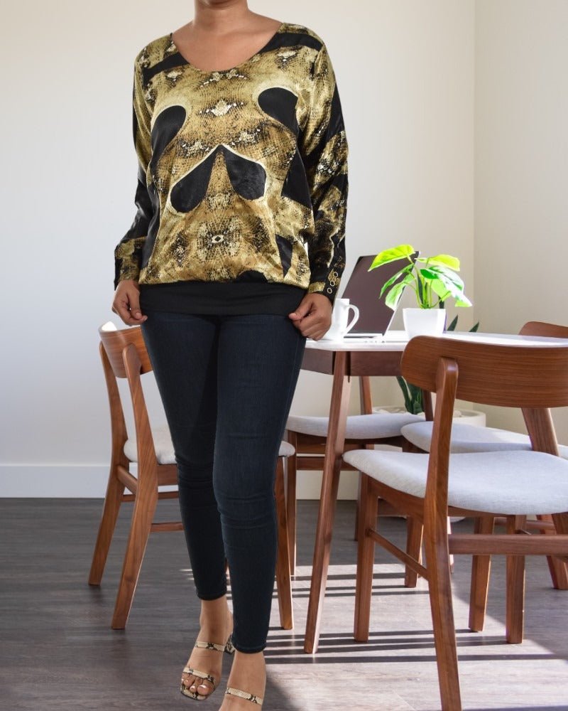 Ladies Black And Gold Blouse - StylePhase SA