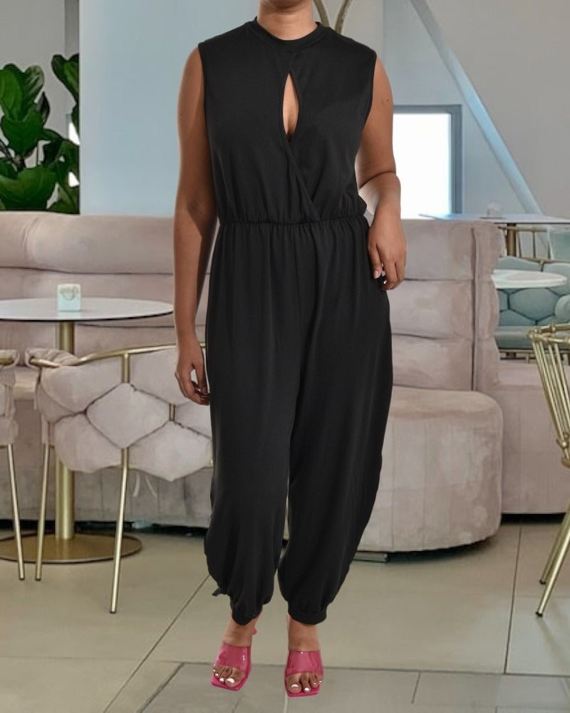 Ladies Black Cuffed Jumpsuit - StylePhase SA