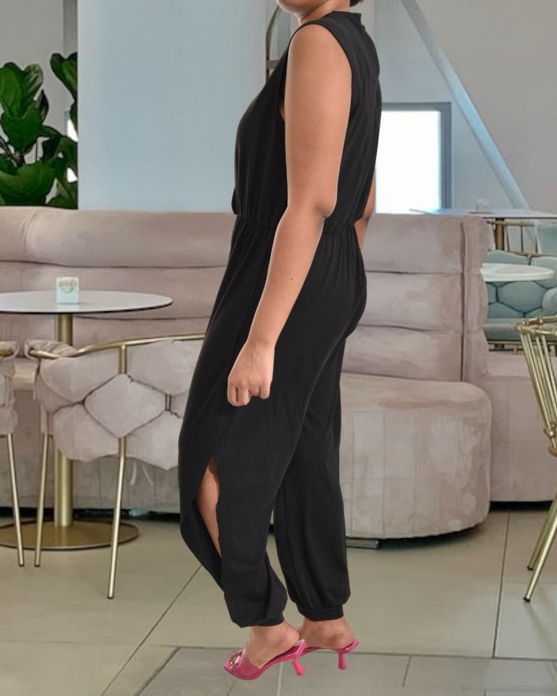 Ladies Black Cuffed Jumpsuit - StylePhase SA
