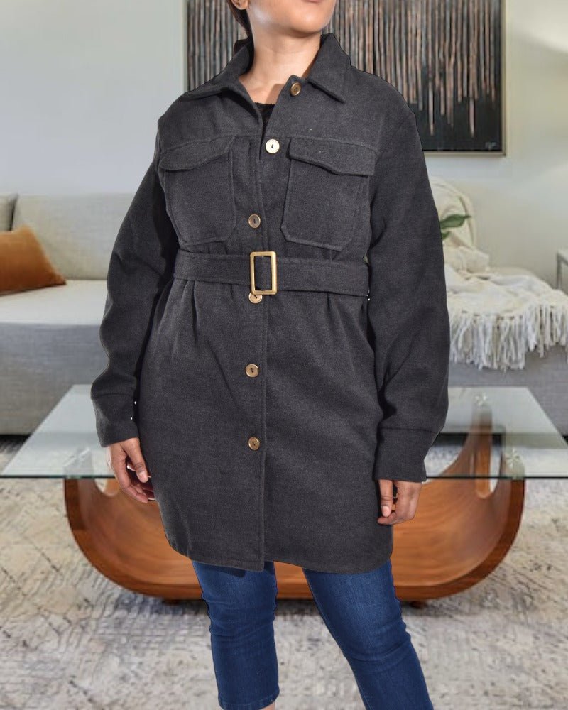 Ladies Black Melton Coat - StylePhase SA