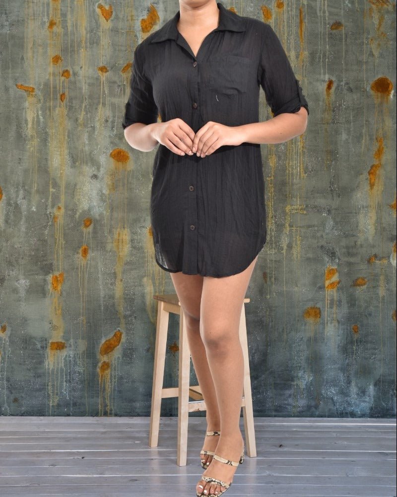 Ladies Black Shirt Dress - StylePhase SA