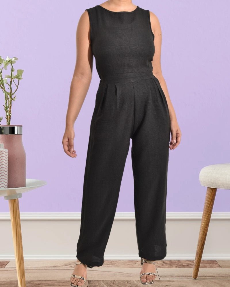 Ladies Black Zip Back Jumpsuit - StylePhase SA