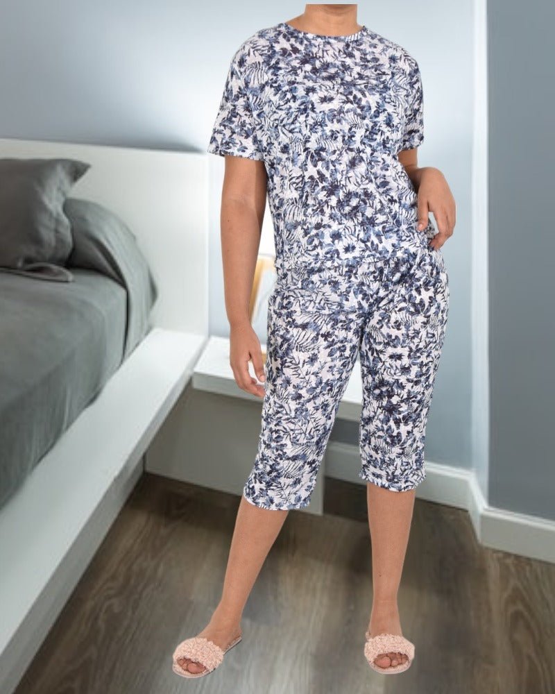 Ladies Flower Print 3/4 Pyjama Set - StylePhase SA