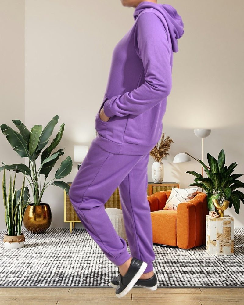 Ladies Grape Kangaroo Hoody Tracksuit - StylePhase SA