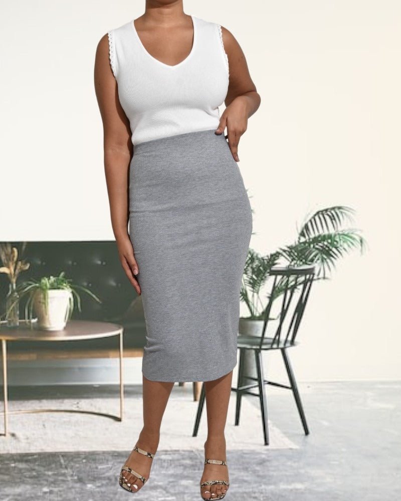 Ladies Grey Ribbed Skirt - StylePhase SA