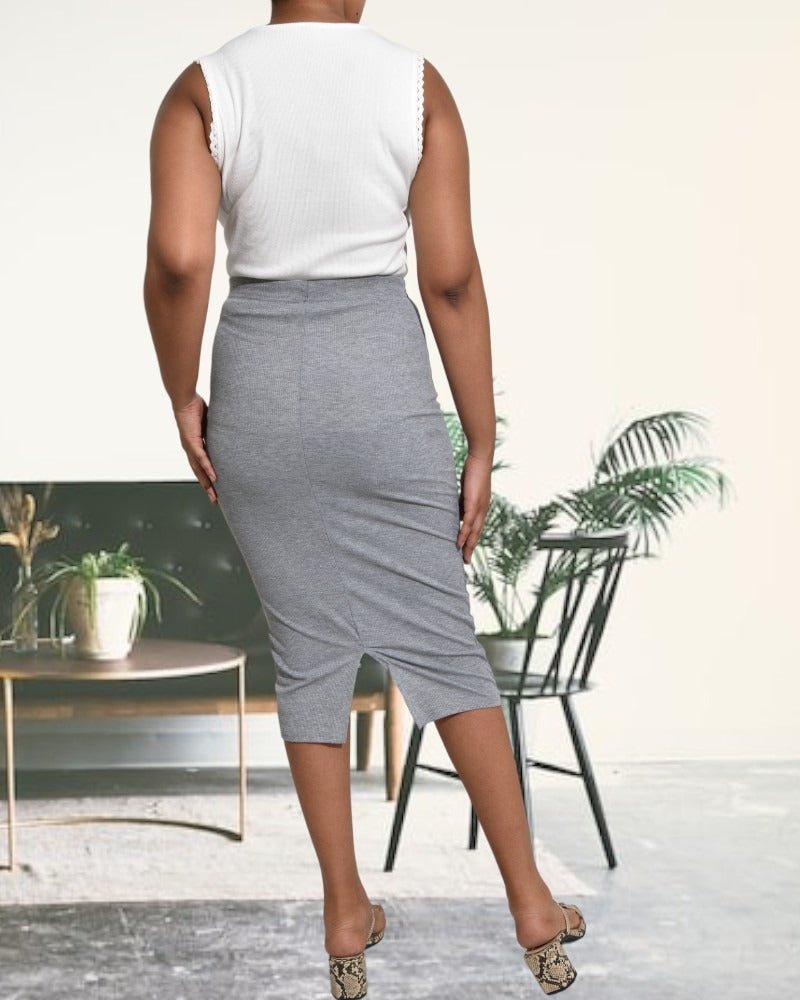 Ladies Grey Ribbed Skirt - StylePhase SA