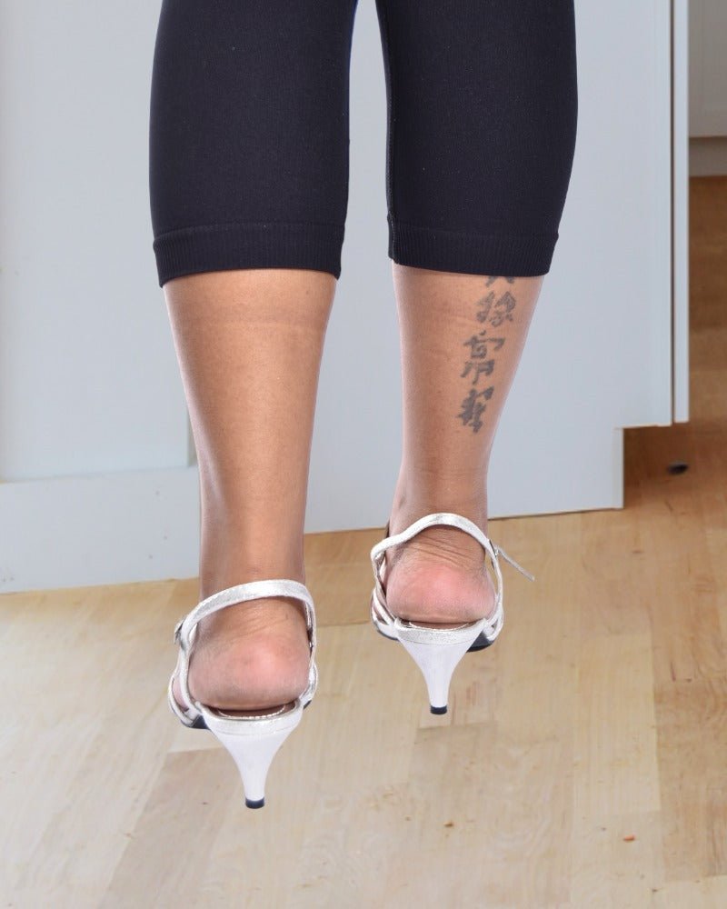 Ladies Kitten Heel Silver Sandal - StylePhase SA