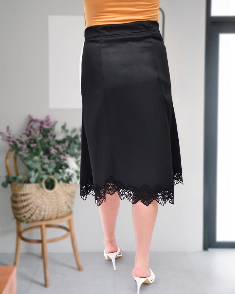 Ladies Lace Trim Black Skirt - StylePhase SA