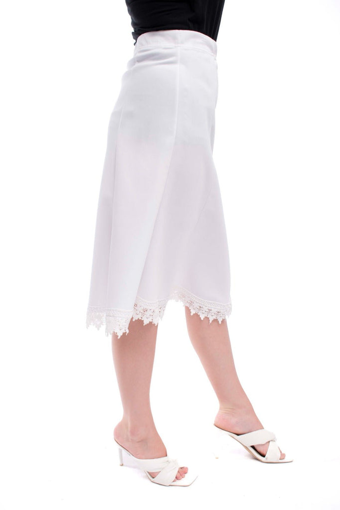Ladies Lace Trim White Skirt - StylePhase SA
