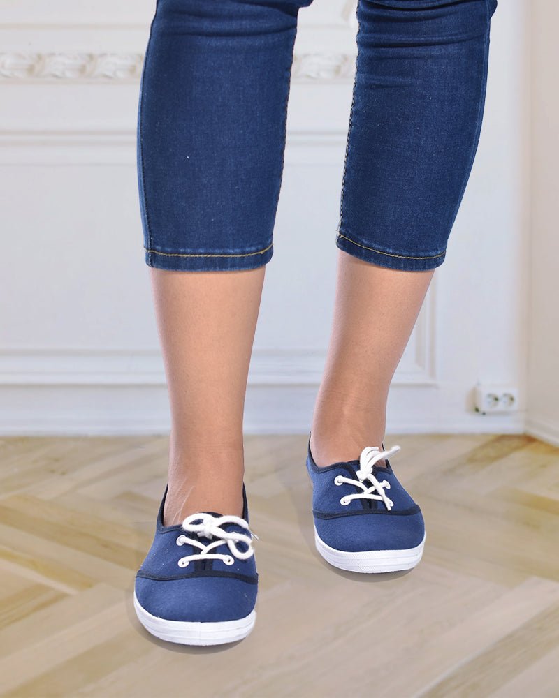 Ladies navy shop canvas shoes