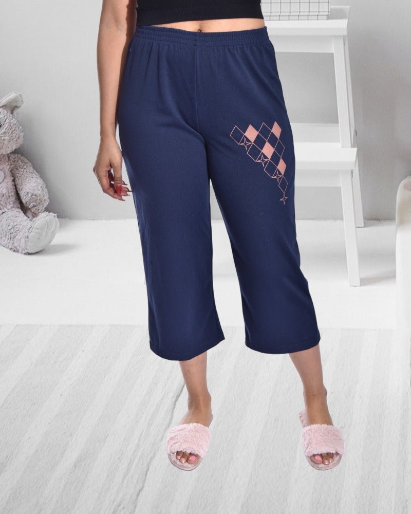 Ladies Navy Knit Capri Pants - StylePhase SA