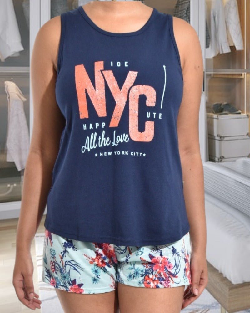 Ladies Navy NYC Shorty Pyjama Set - StylePhase SA