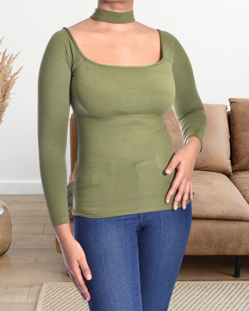 Ladies Olive Green Choker Top - StylePhase SA