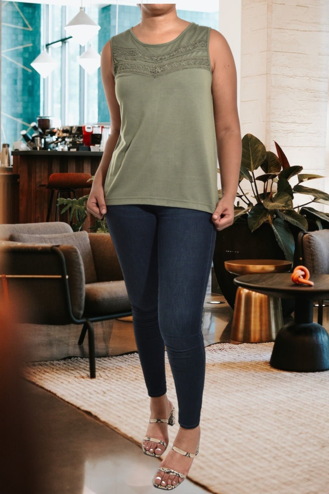 Ladies Olive Pattern Vest Top - StylePhase SA