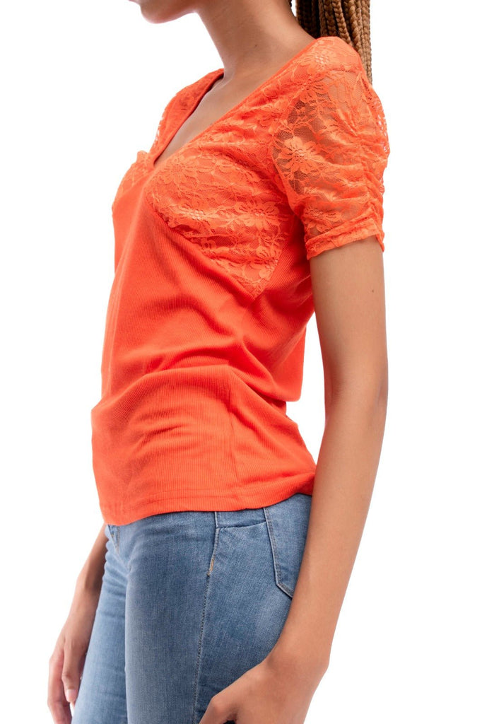 Ladies Orange Laced Top - StylePhase SA