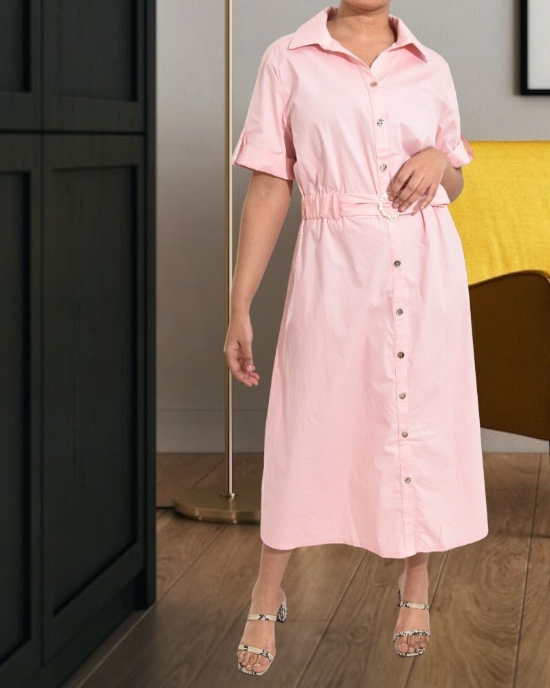 Ladies Pink Dress with Buckle Detail - StylePhase SA