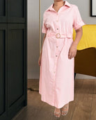Ladies Pink Dress with Buckle Detail - StylePhase SA