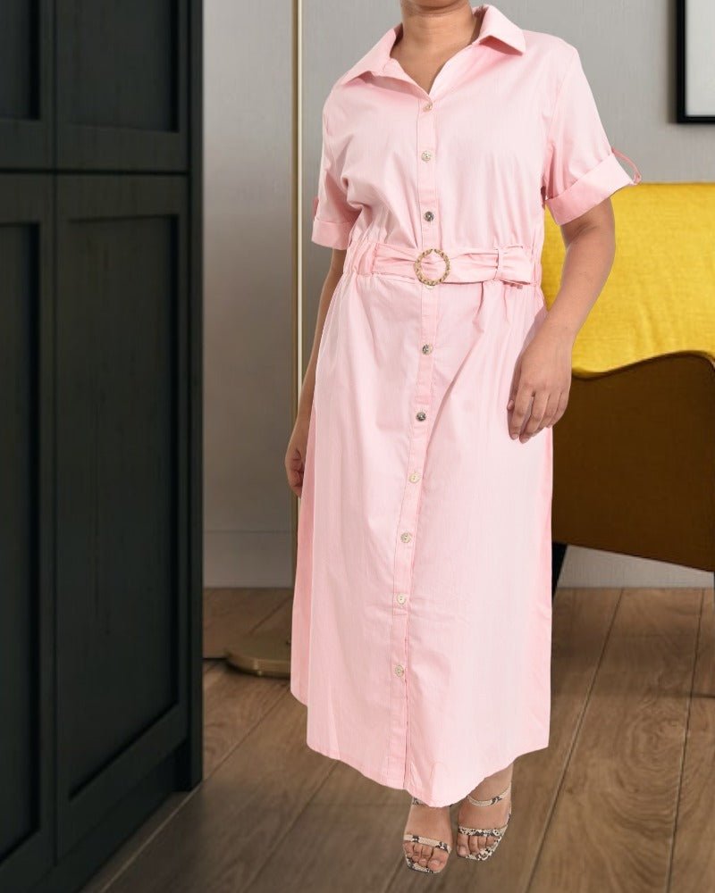 Ladies Pink Dress with Buckle Detail - StylePhase SA