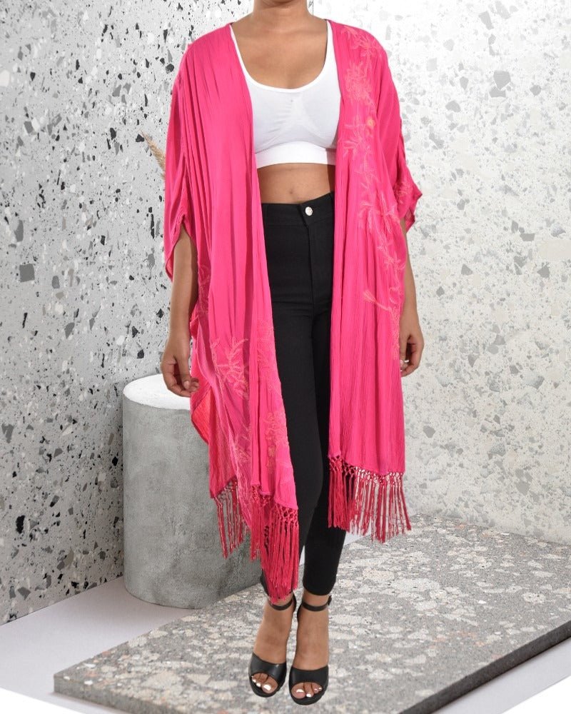 Ladies Pink Long Kimono - StylePhase SA