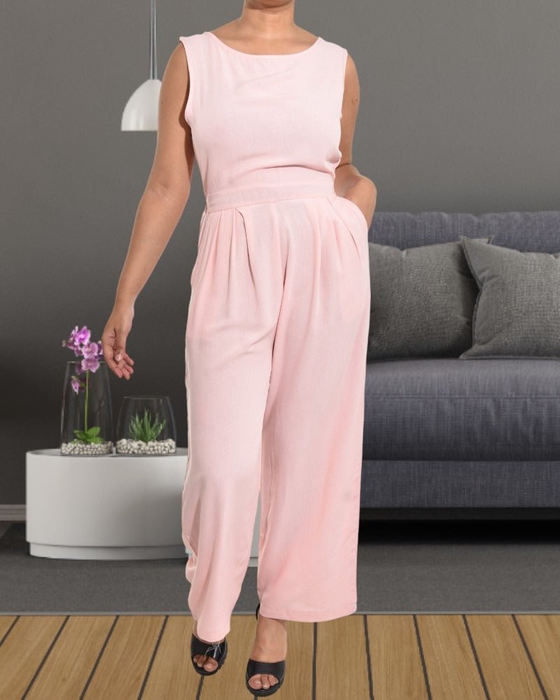 Ladies Pink Zip Back Jumpsuit - StylePhase SA