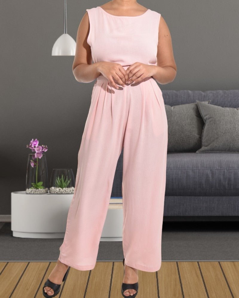 Ladies Pink Zip Back Jumpsuit - StylePhase SA