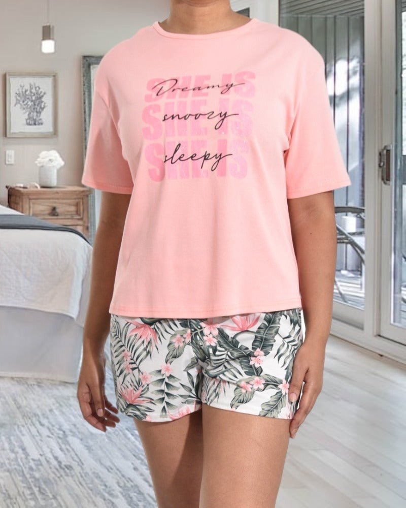 Ladies Printed Pink Shorty Pj Set - StylePhase SA