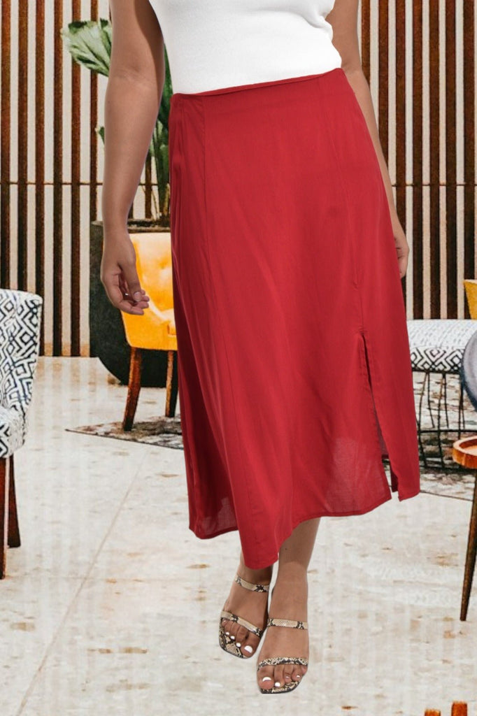 Ladies Red Slit Skirt - StylePhase SA