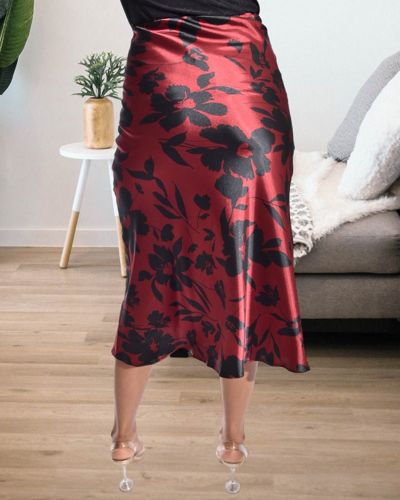 Ladies Satin Printed Midi Skirt - StylePhase SA