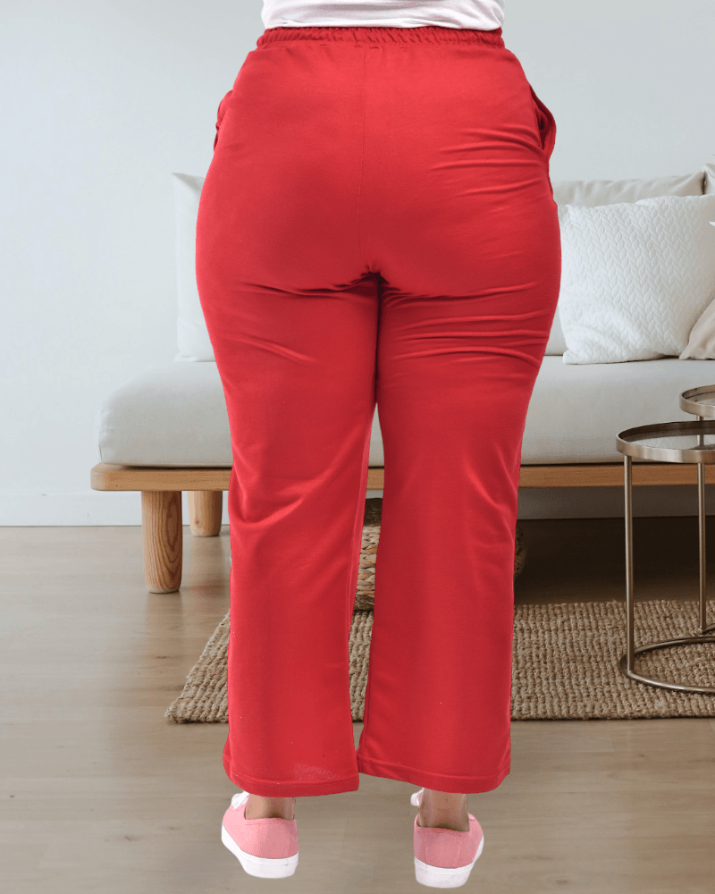 Ladies Wide Leg Red Joggers - StylePhase SA