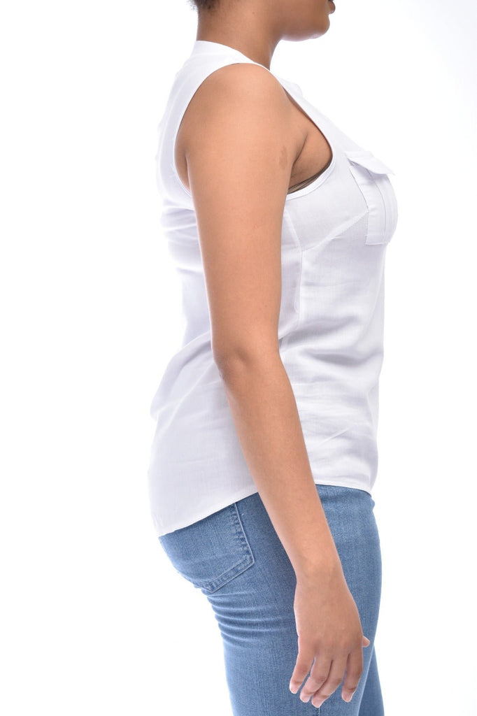 LDS Sleeveless White Viscose Blouse - StylePhase SA