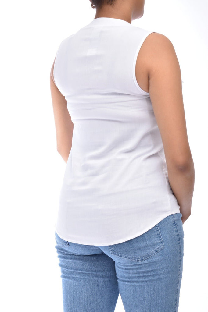 LDS Sleeveless White Viscose Blouse - StylePhase SA