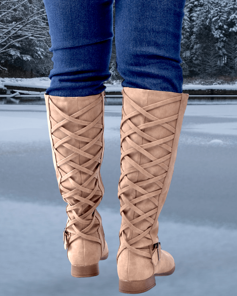 Taupe knee high boots 2025 flat