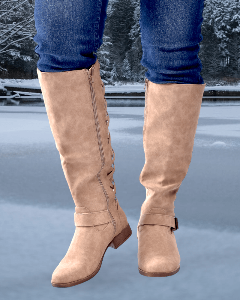 Marnie Taupe Flat Boots - StylePhase SA