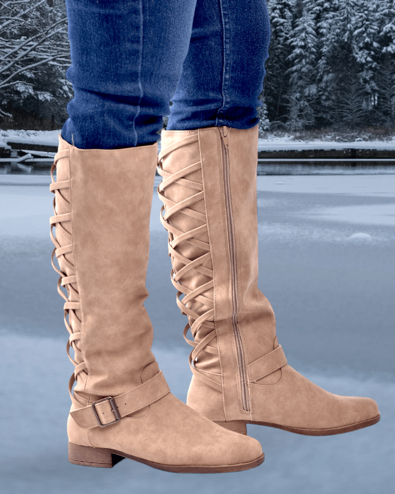 Marnie Taupe Flat Boots - StylePhase SA