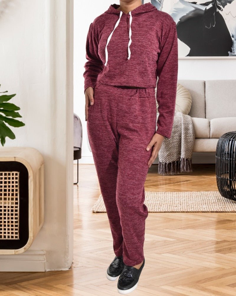 Maroon Knit Crop Tracksuit - StylePhase SA