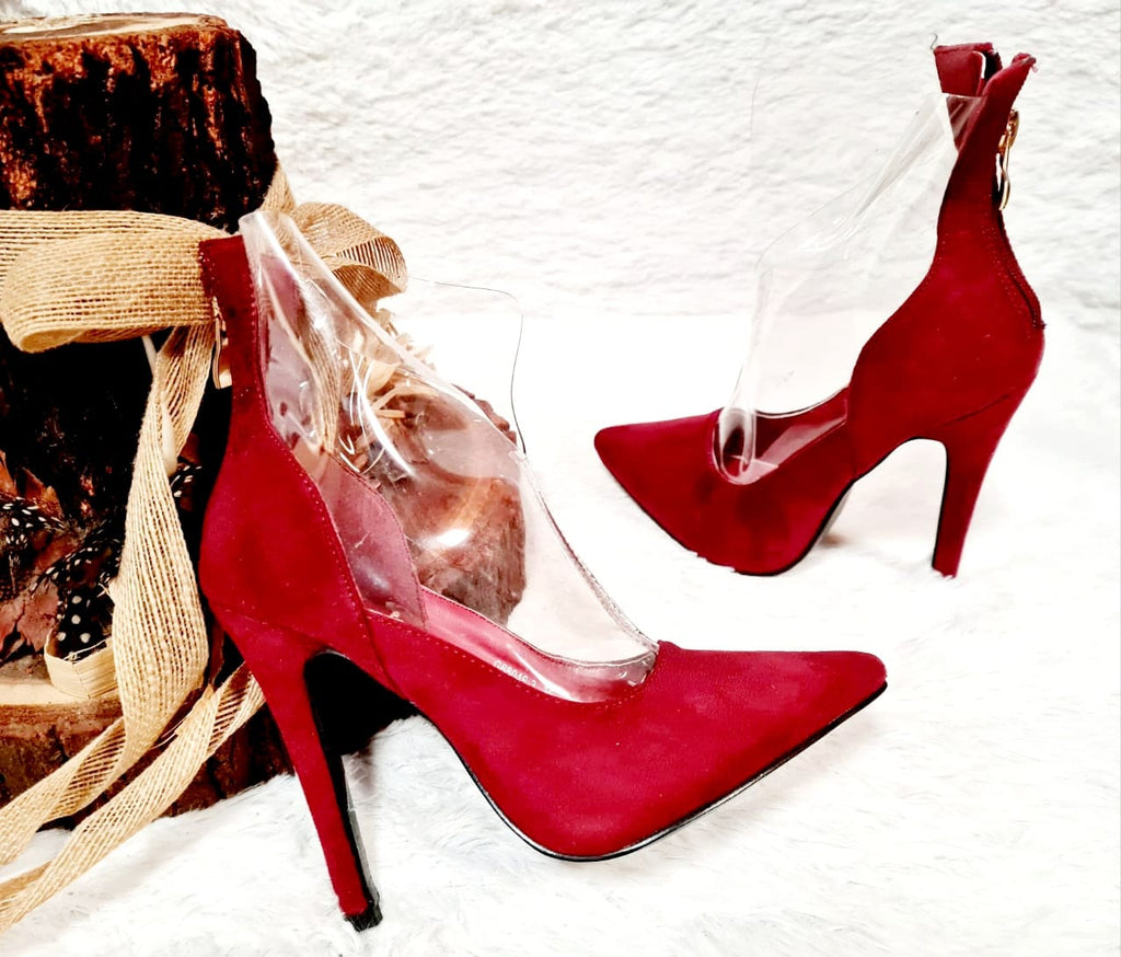 Maroon Transparent Heels - StylePhase SA
