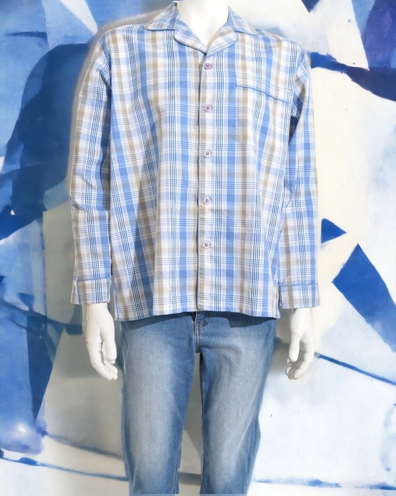 Mens Blue Plaid Shirt - StylePhase SA