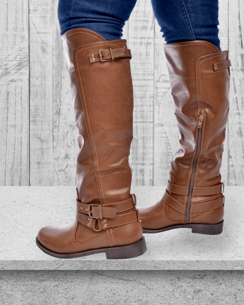 Cognac clearance flat boots