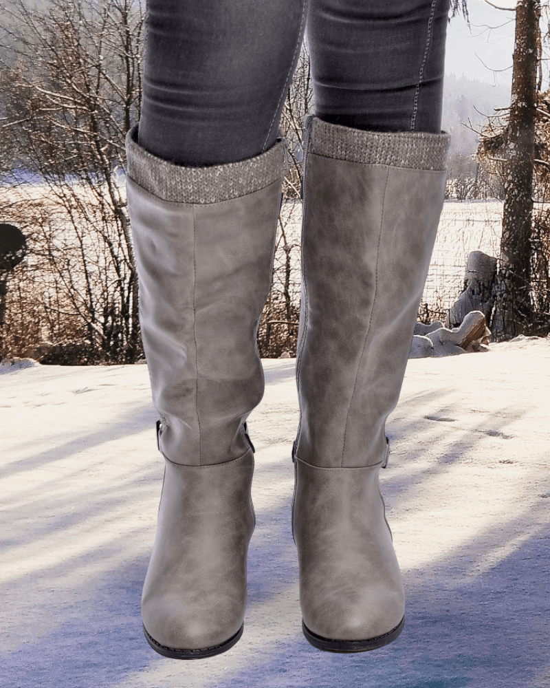 Grey long 2025 boots ladies