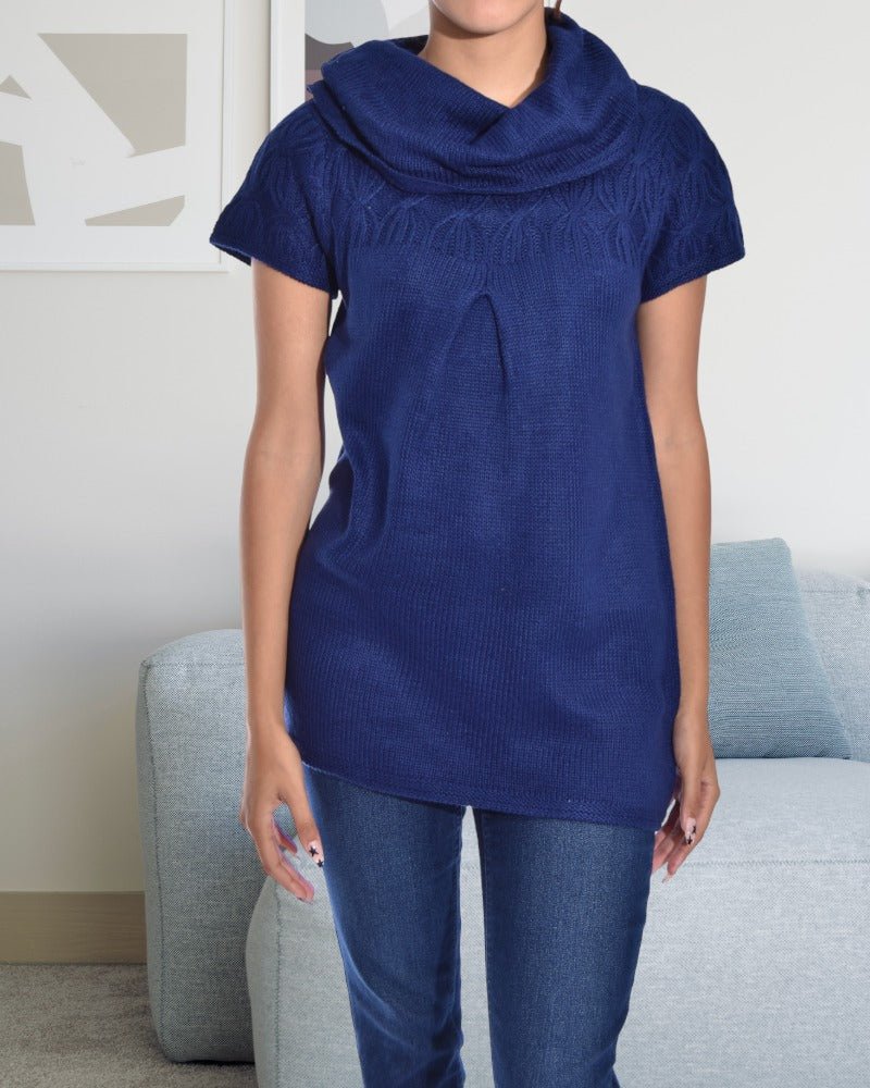 Navy Cowl Neck Jersey Top - StylePhase SA