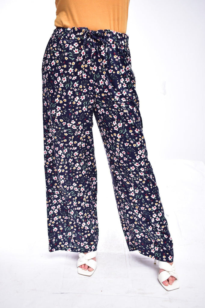 Navy Floral Palazzo Pants - StylePhase SA