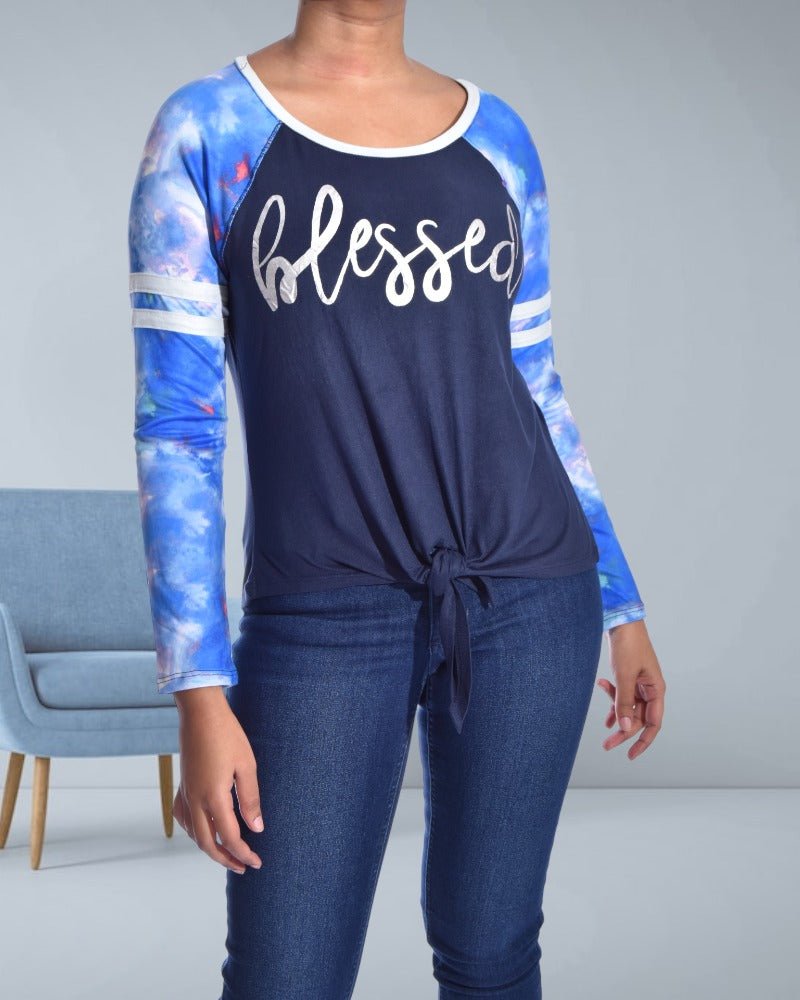 Navy Tie Dye Long Sleeve Top - StylePhase SA