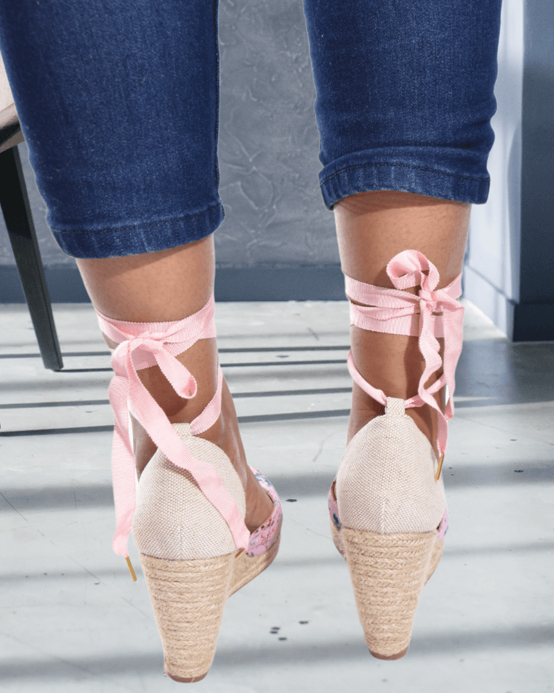 Nicoletta Blush Floral Wedge - StylePhase SA