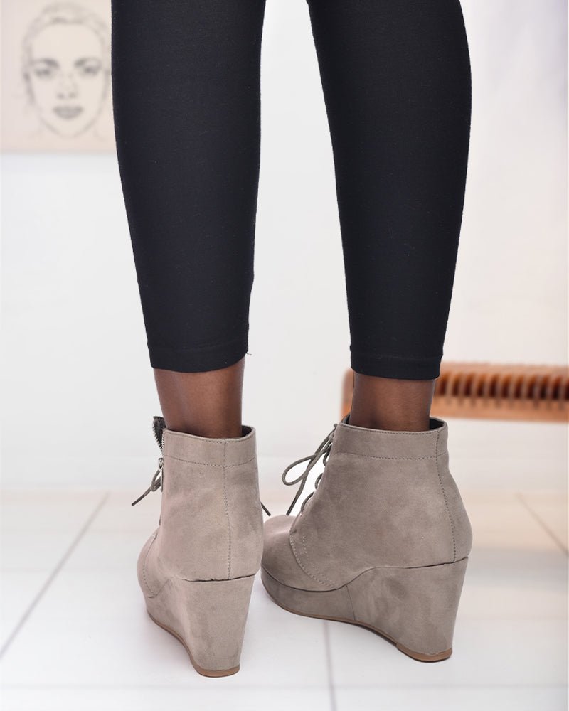 Ofelia Taupe Wedge Ankle Boots - StylePhase SA