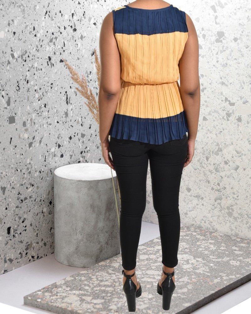 Orange And Navy Sleeveless Top - StylePhase SA